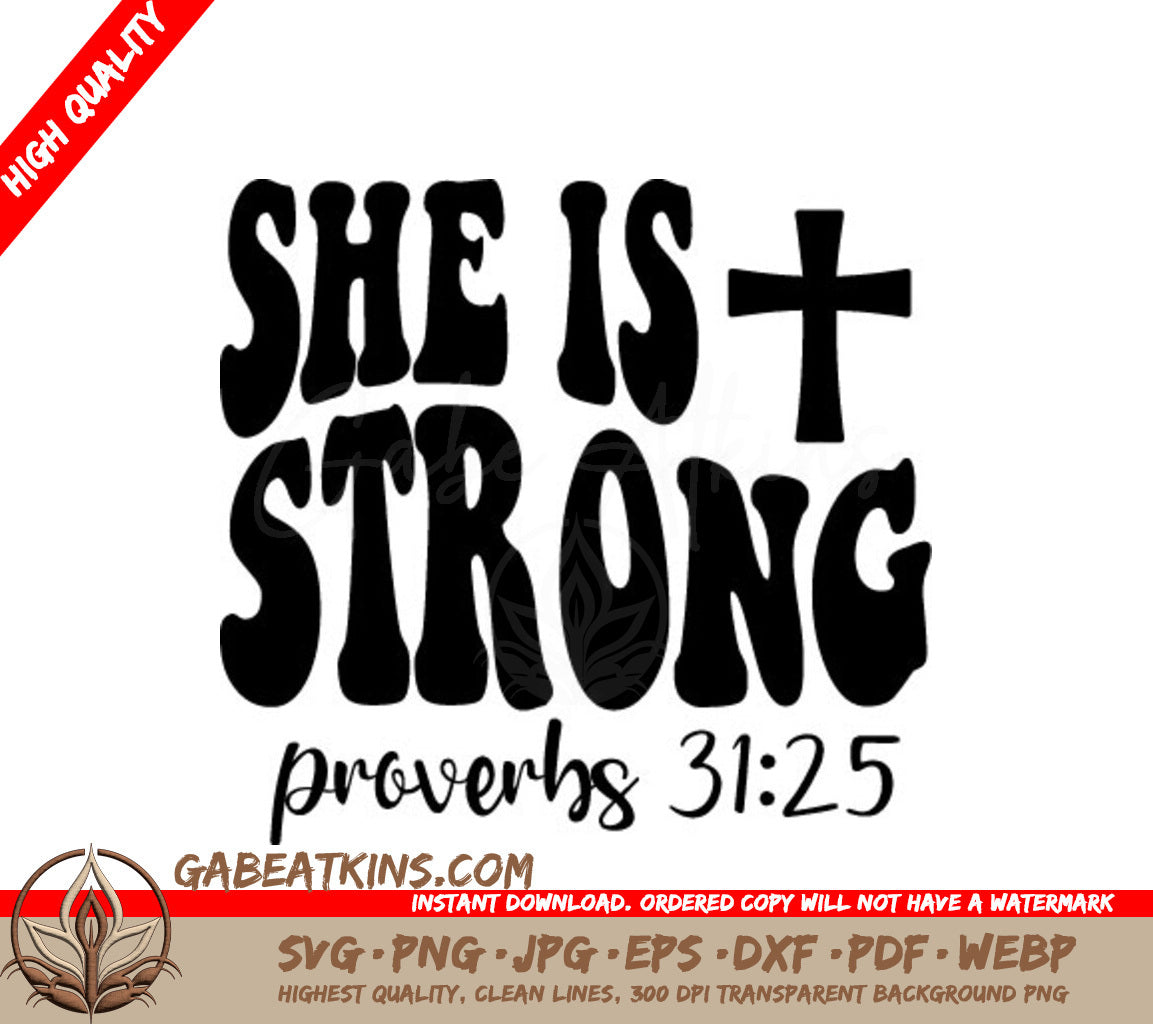 She Is Strong Retro Christian Cross SVG Design SVG