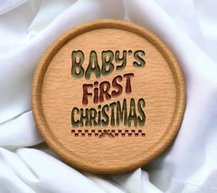 Babys First Christmas SVG - Retro Green & Red Letters SVG