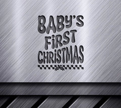 Babys First Christmas SVG - Retro Green & Red Letters SVG