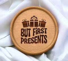 But First, Presents SVG - Retro Christmas Gift Boxes SVG