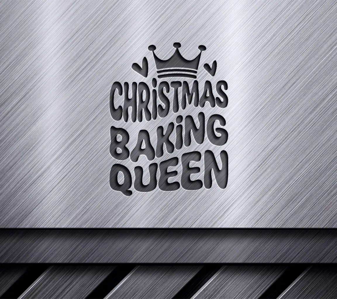 Christmas Baking Queen SVG Crown & Hearts - Retro Christmas Design SVG