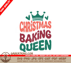 Christmas Baking Queen SVG Crown & Hearts - Retro Christmas Design SVG