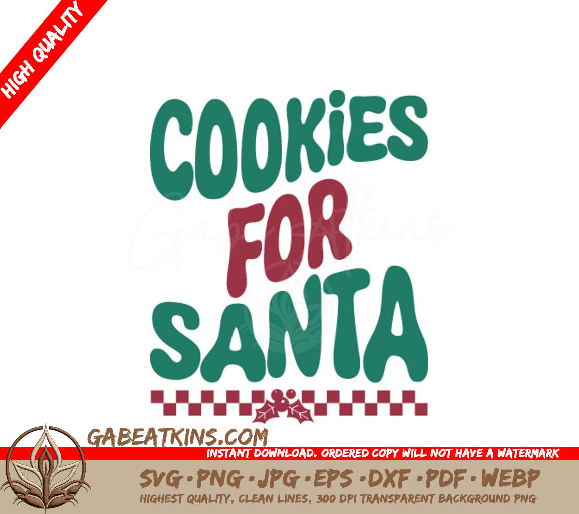 Retro Christmas Cookies for Santa SVG - Green & Red Sign SVG