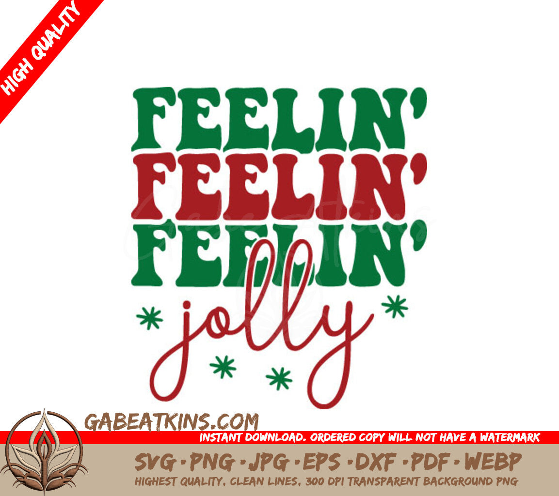 Retro Christmas Feelin Jolly SVG Cut File SVG