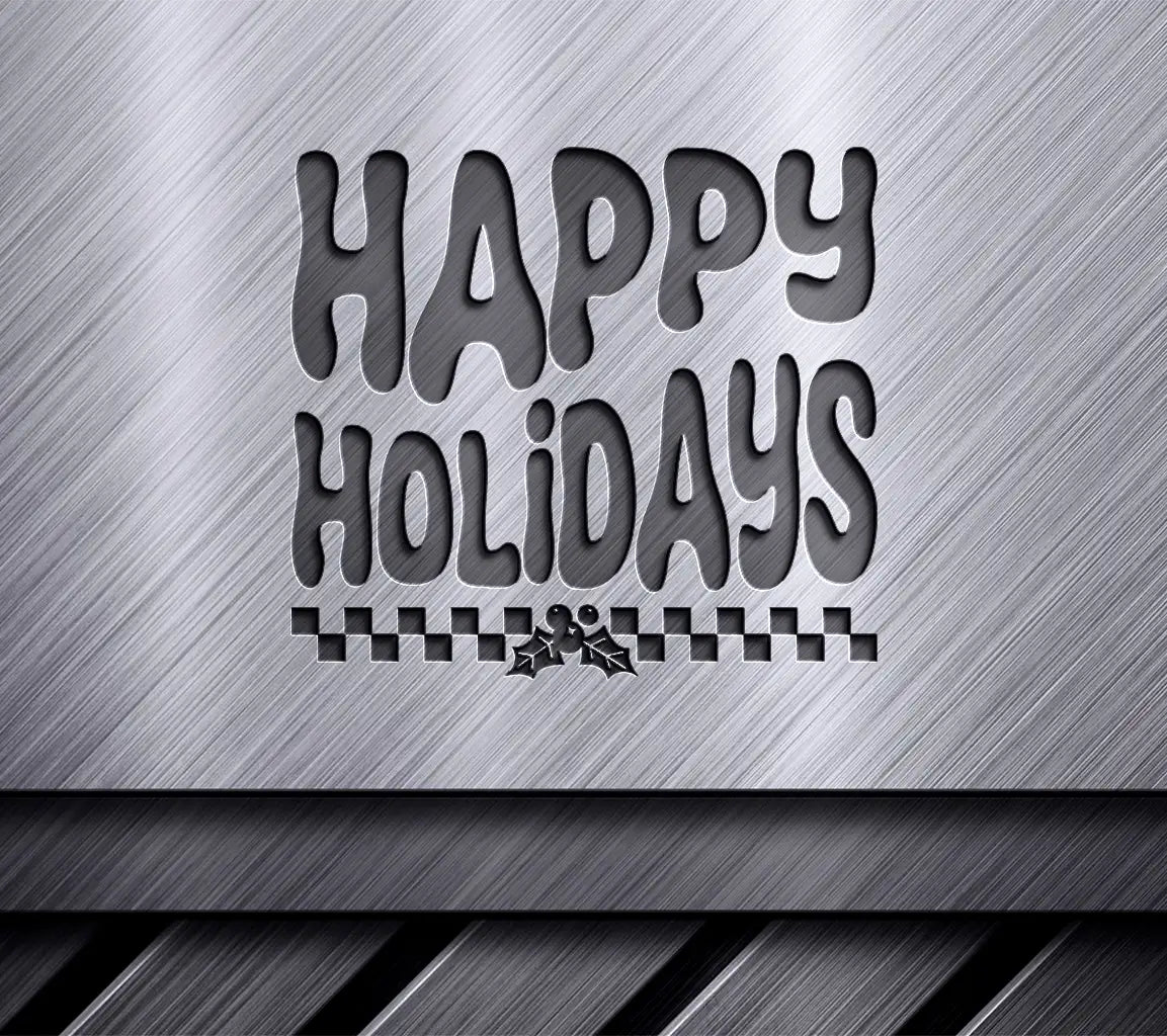 Retro Checkered Happy Holidays SVG SVG