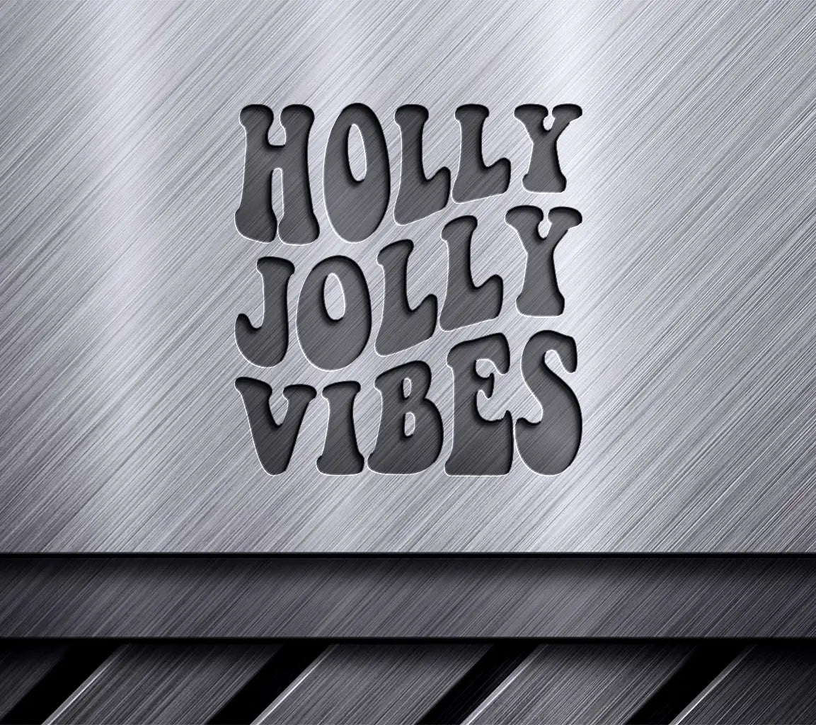 Retro Christmas Holly Jolly Vibes SVG - Red & Green on White SVG