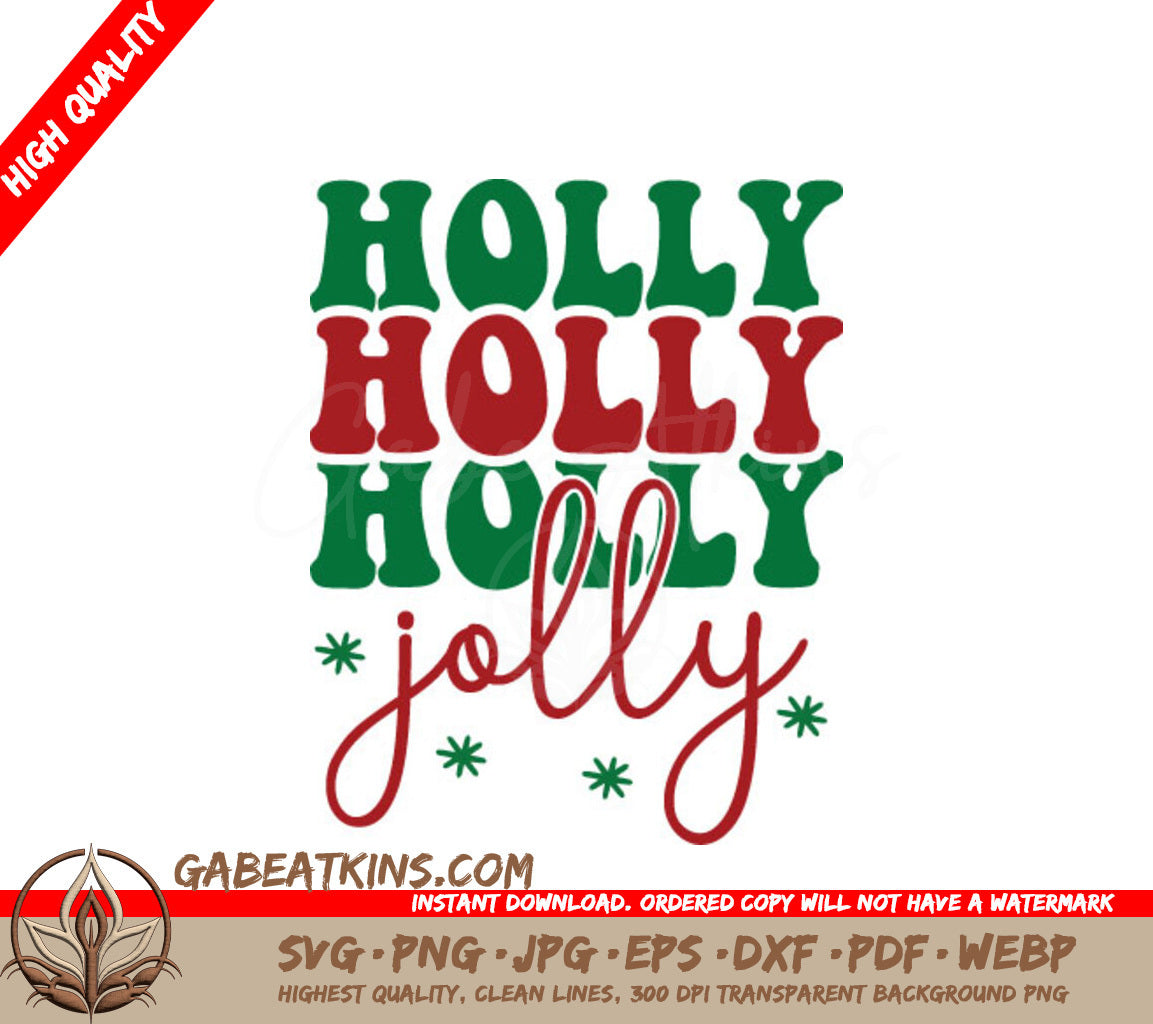 Retro Christmas Holly Jolly SVG Design SVG