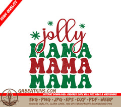 Jolly Mama Christmas SVG - Retro Red & Green T-Shirt Design SVG