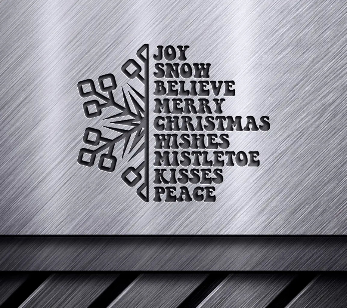 Retro Christmas Joy & Peace SVG Bundle Snowflake, Wishes, Mistletoe, Believe SVG