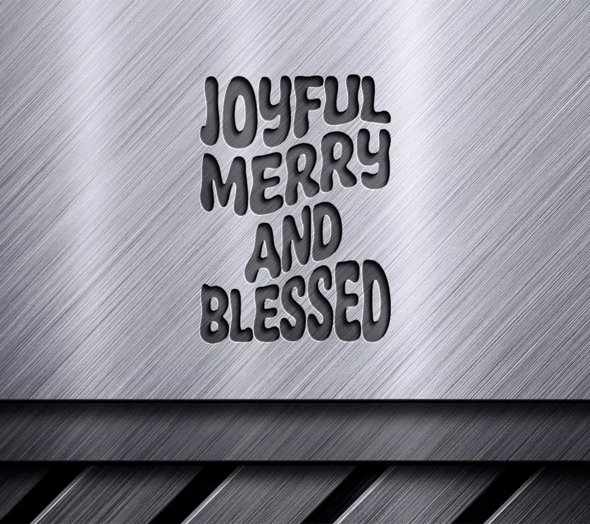 Retro Christmas Joyful Merry & Blessed SVG Greeting Card SVG