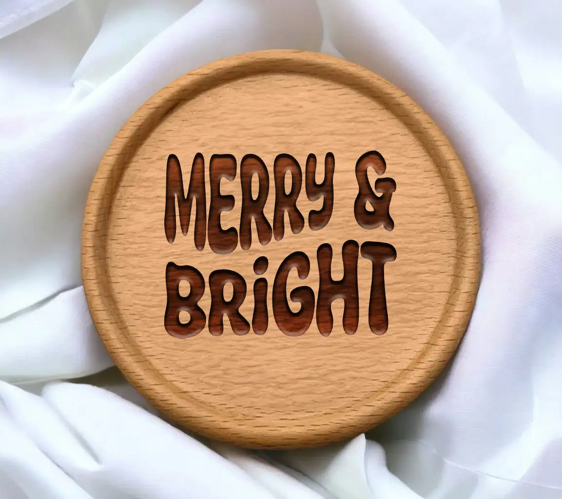 Retro Christmas Merry & Bright Silhouette SVG SVG