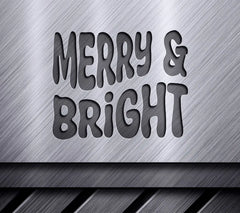 Retro Christmas Merry & Bright Silhouette SVG SVG