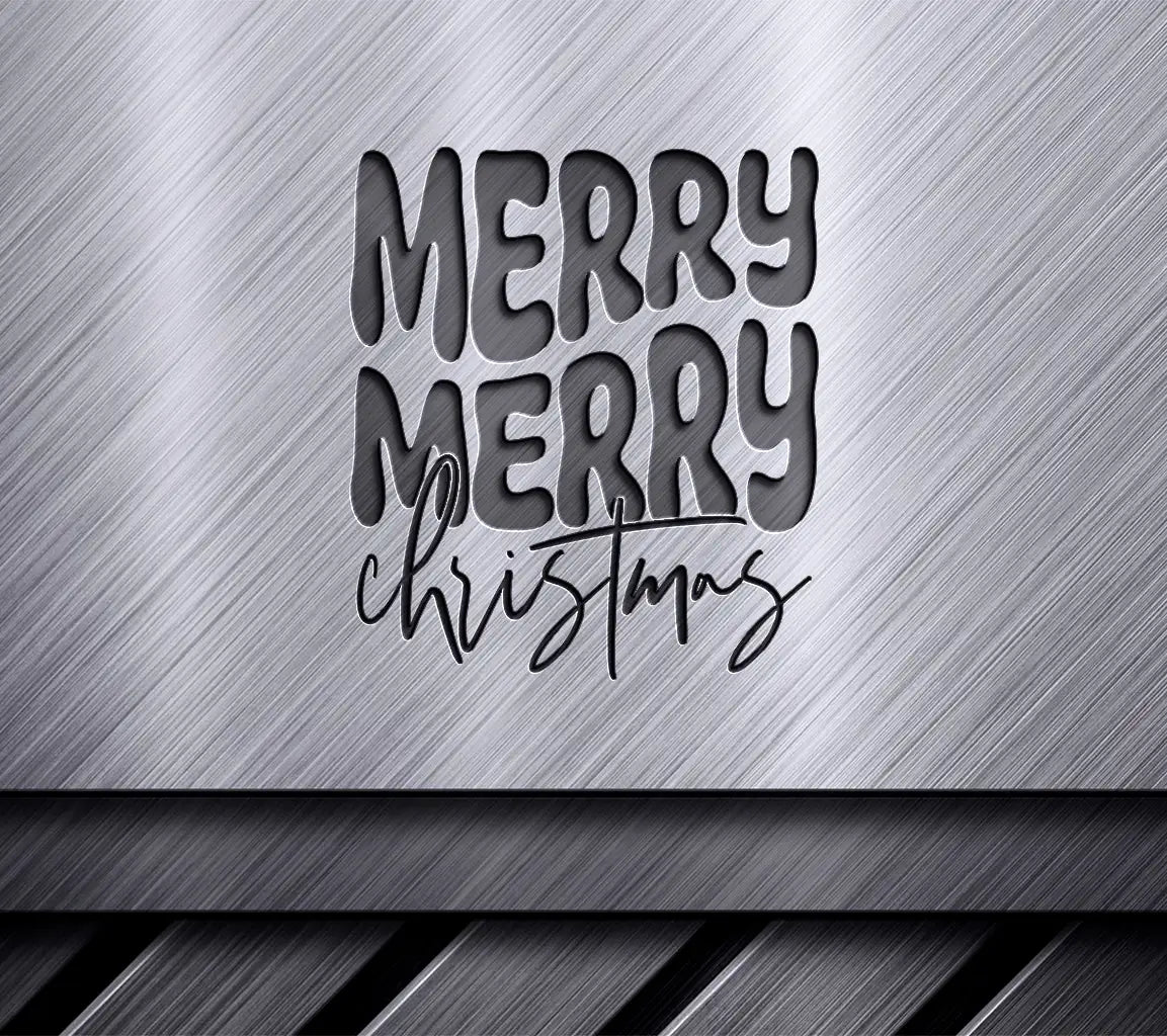 Retro Merry Christmas SVG - Black Letters on White Background SVG