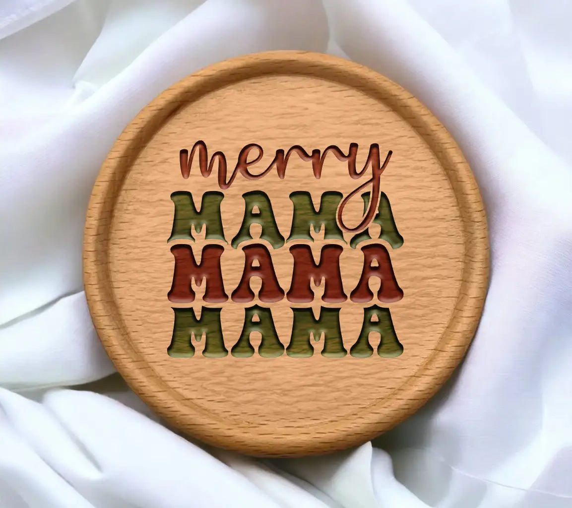 Retro Christmas Merry Mama SVG Cut File - Red & Green Letters SVG