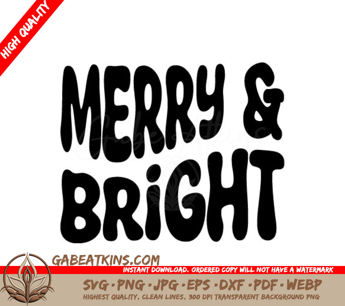 Retro Christmas Merry & Bright Silhouette SVG SVG