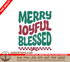 Retro Christmas Merry Joyful Blessed SVG Design SVG