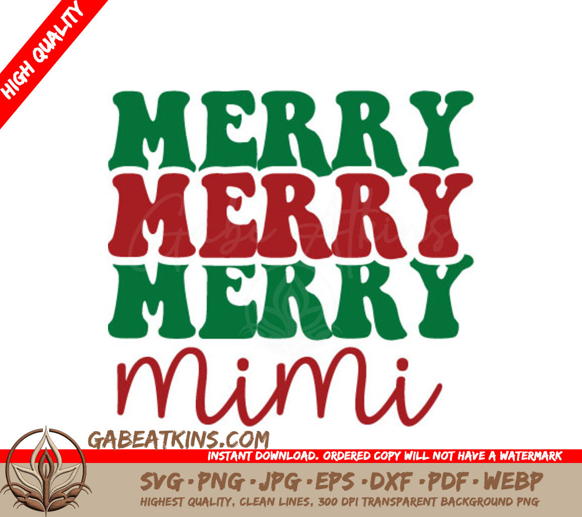 Merry Mimi SVG - Red & Green Retro Christmas Design SVG