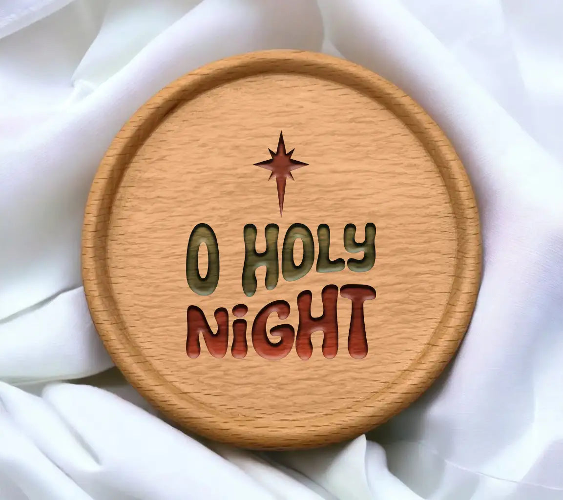 Retro Christmas O Holy Night SVG - Green & Red Sign SVG