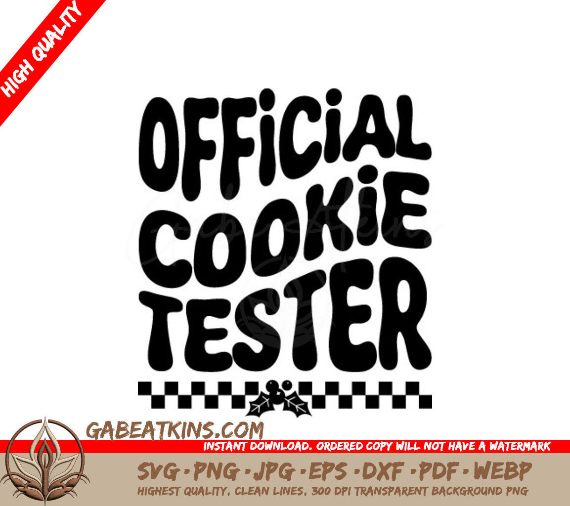 Retro Christmas Official Cookie Tester SVG -  Checkered Sign SVG