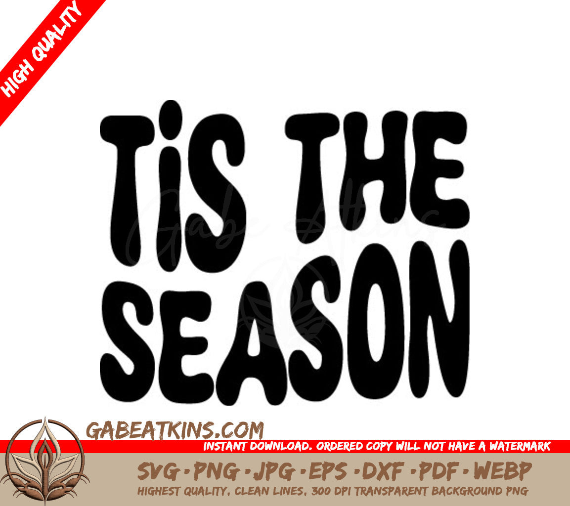 Retro Christmas Tis the Season Silhouette SVG SVG