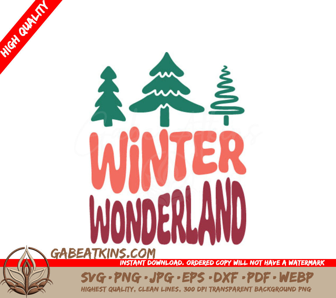 Retro Winter Wonderland SVG - White Background SVG