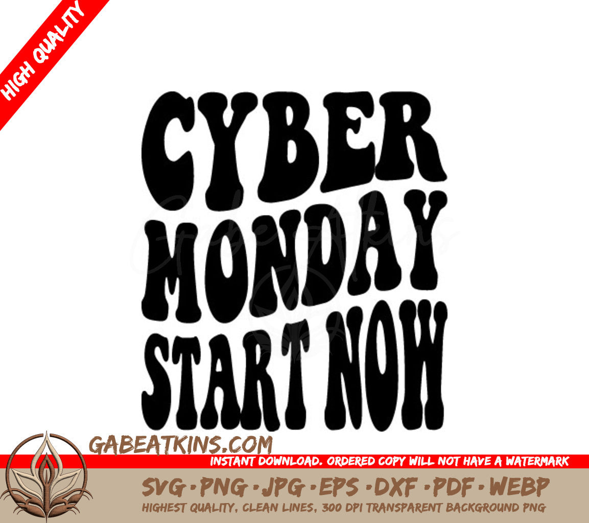 Retro Cyber Monday Start Now SVG -  Sign SVG