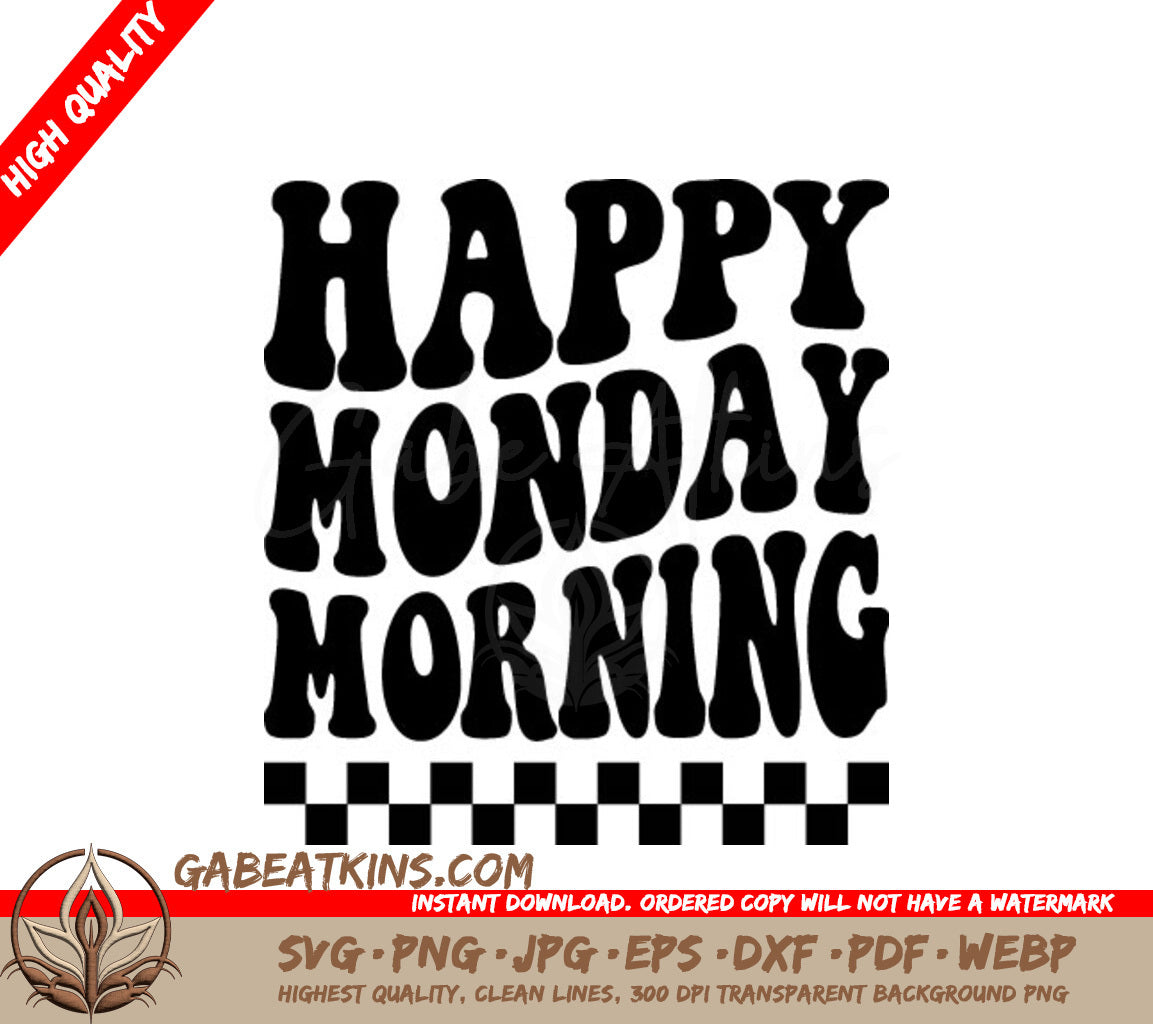 Retro Checkerboard Happy Monday Morning SVG Design SVG