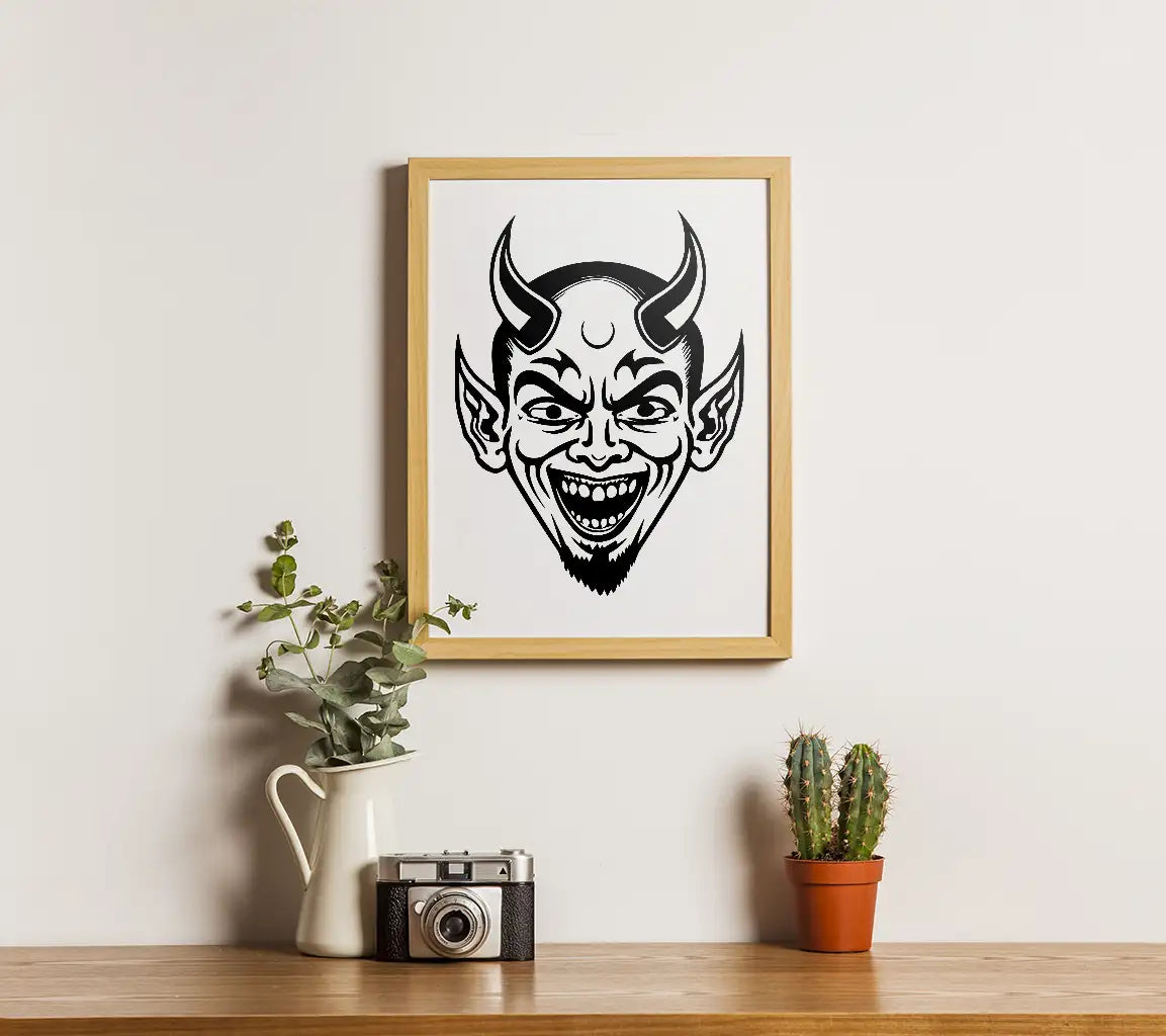 Retro Devil Face SVG -  Scary Devil Illustration SVG