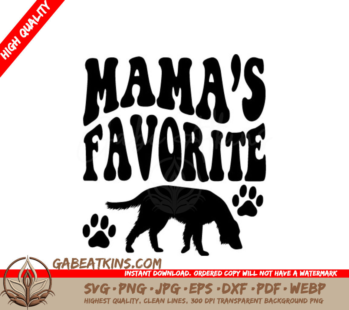 Retro Dog Mamas Favorite SVG - Silhouette with Paw Prints SVG