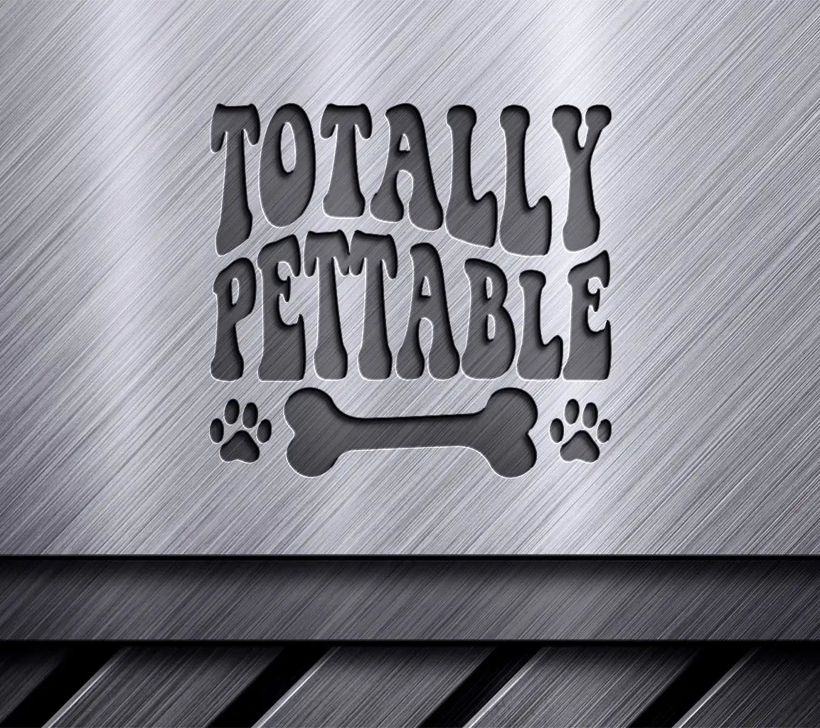 Retro Dog Bone & Paw Print Totally Pettable SVG Design SVG