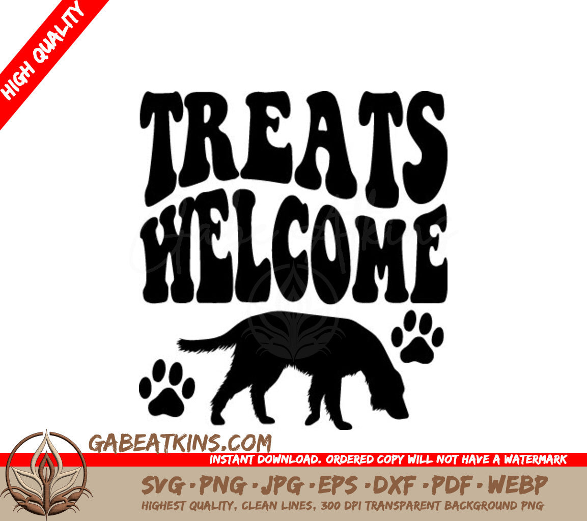 Retro Dog Treats Welcome SVG -  Sign with Paw Prints SVG