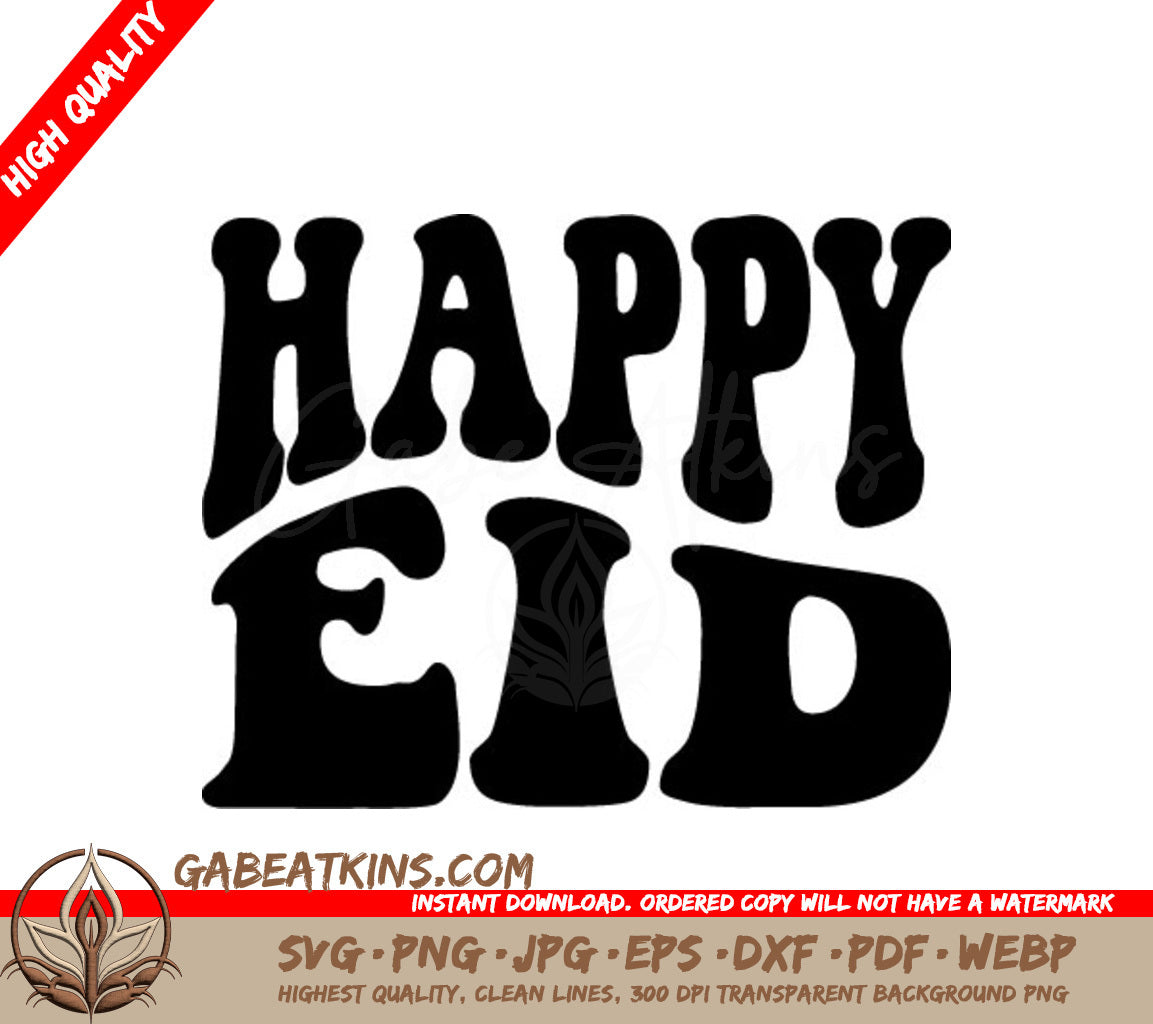 Retro  Happy Eid Silhouette SVG SVG