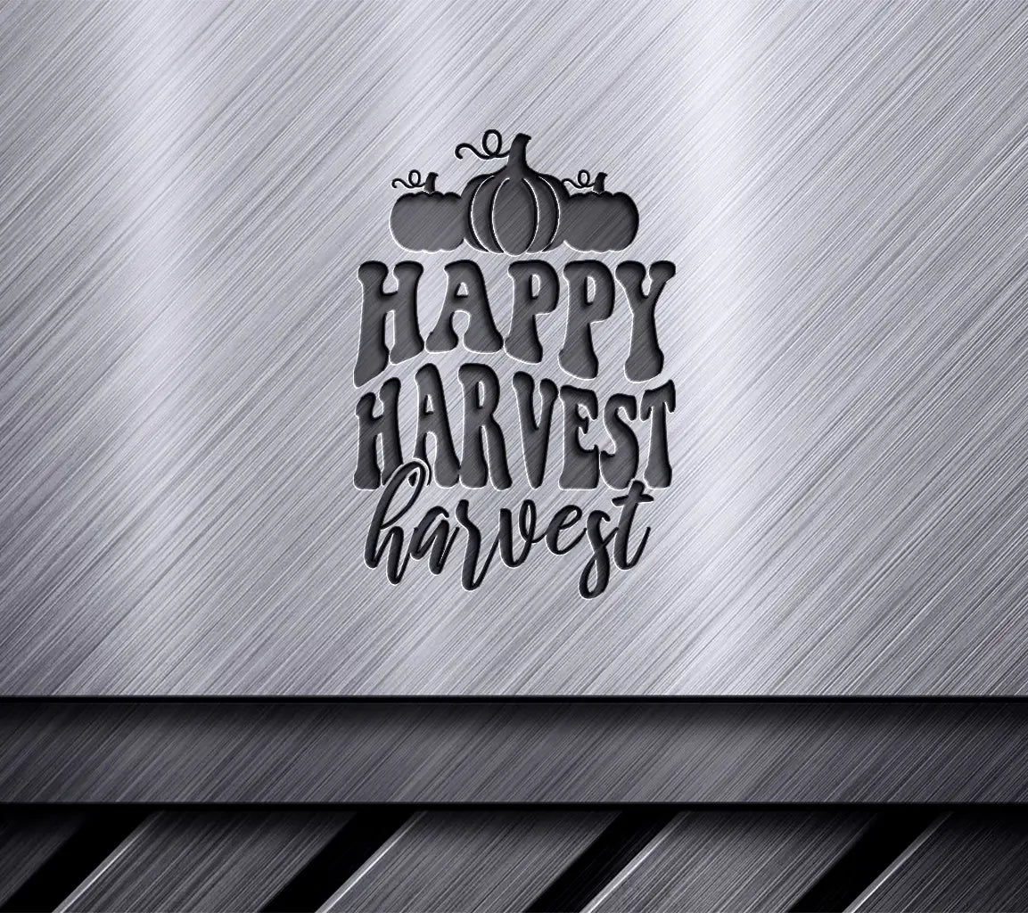  Happy Harvest Pumpkin Silhouette SVG - Retro Fall Design SVG