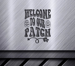 Retro Fall Welcome to Our Patch SVG with Pumpkins & Arrow SVG