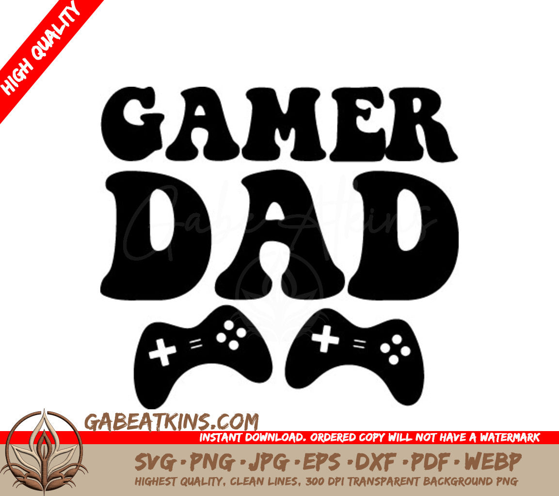 Retro Gamer Dad SVG Design -  Controllers SVG