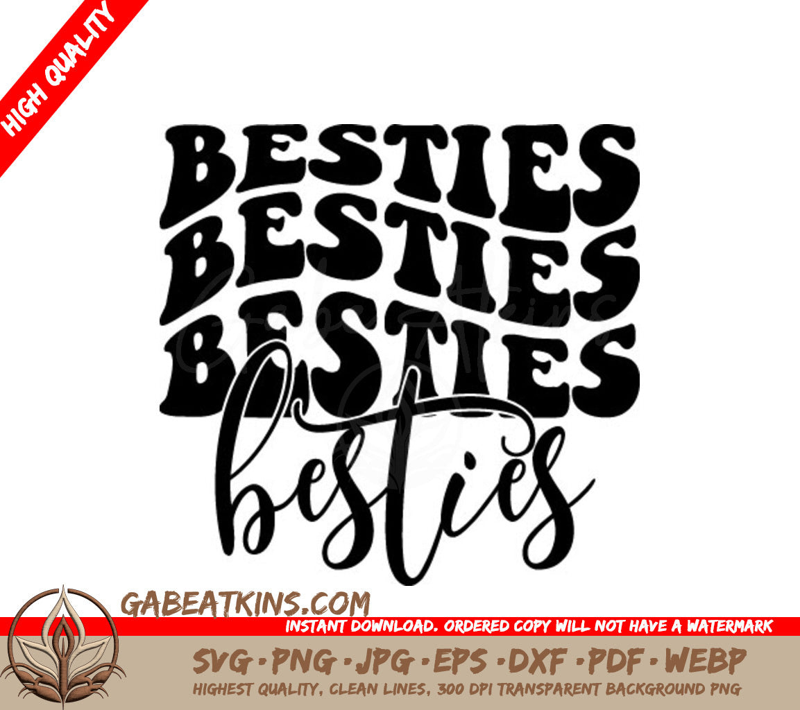 Retro Besties SVG Cut File -  SVG