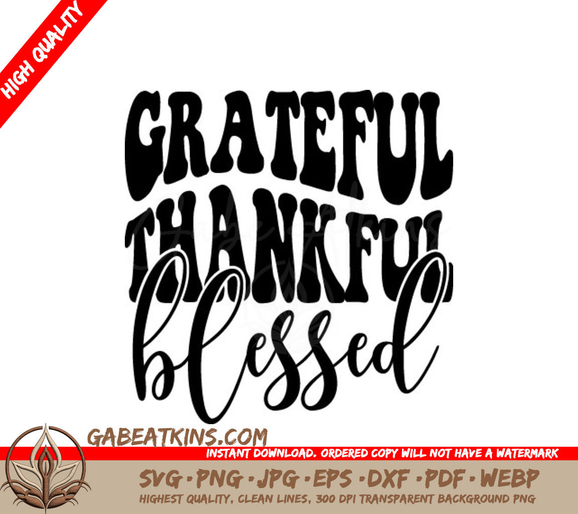 Retro Halloween Grateful Thankful Blessed SVG Design SVG