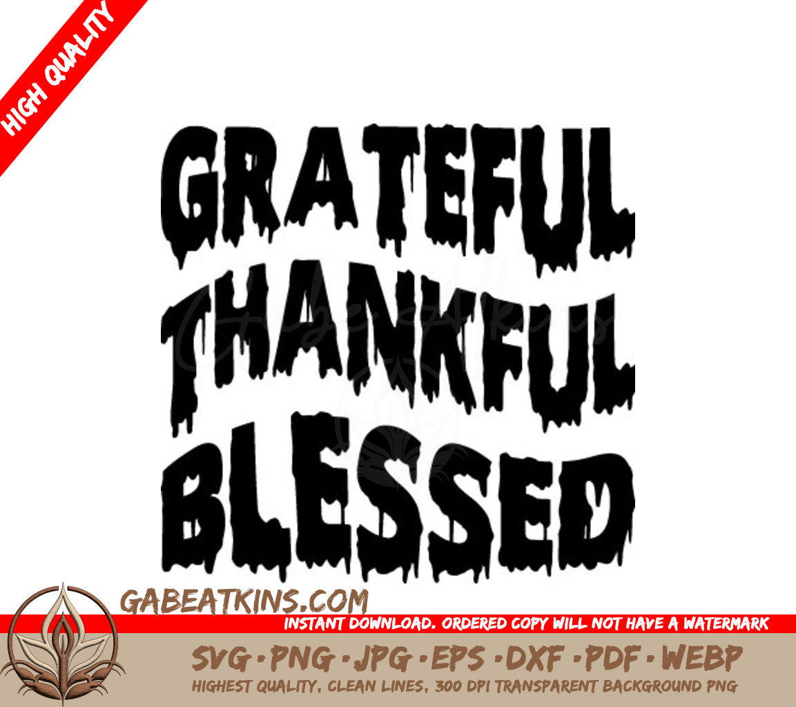 Grateful Thankful Blessed Retro Halloween SVG Design SVG