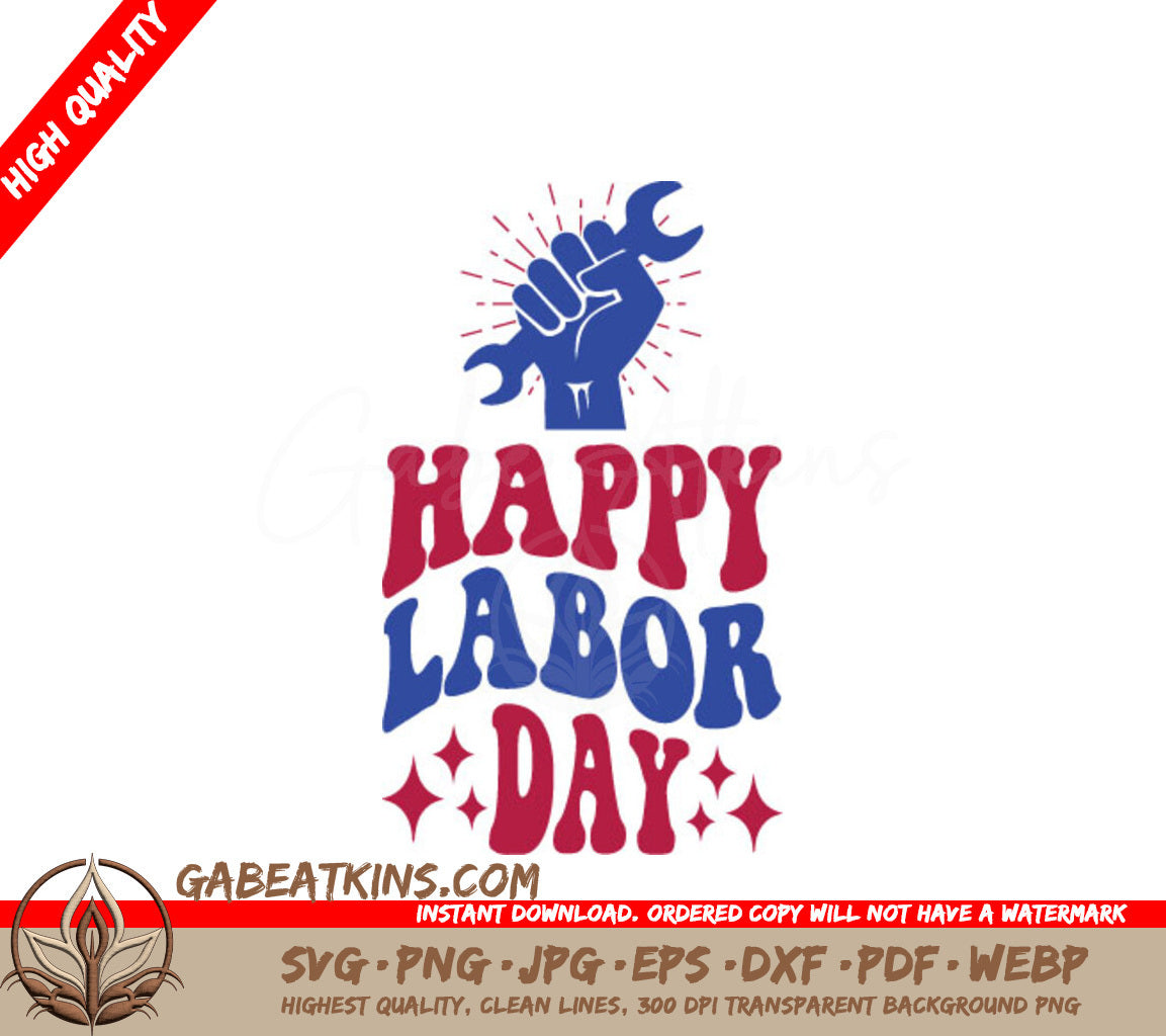 Retro Labor Day Wrench SVG - Happy Labor Day Design SVG