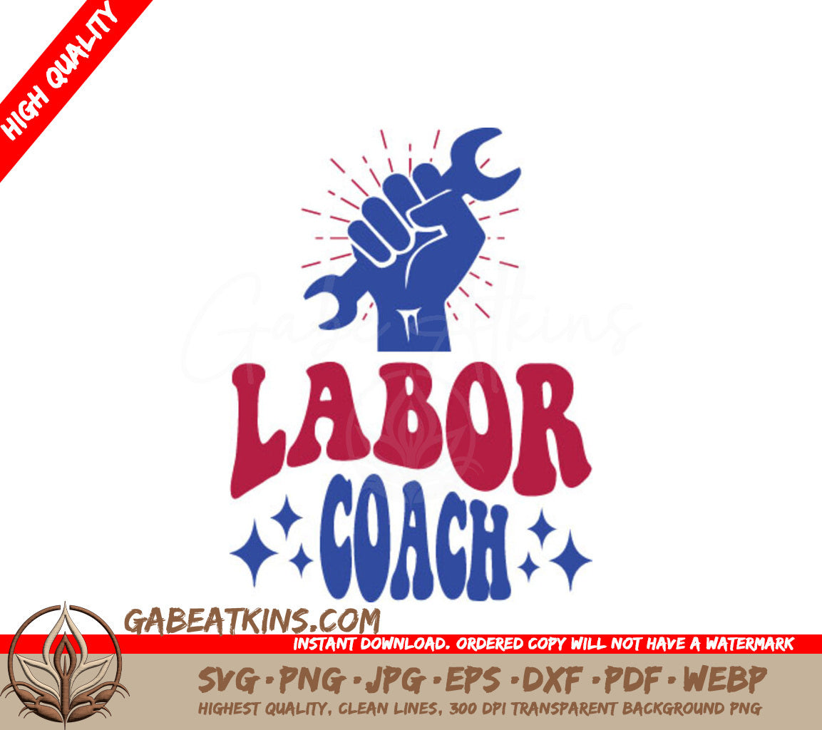 Retro Labor Day Labor Coach SVG Design - Fist Holding Wrench SVG