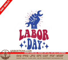 Retro Labor Day Fist Holding Wrench SVG Design SVG