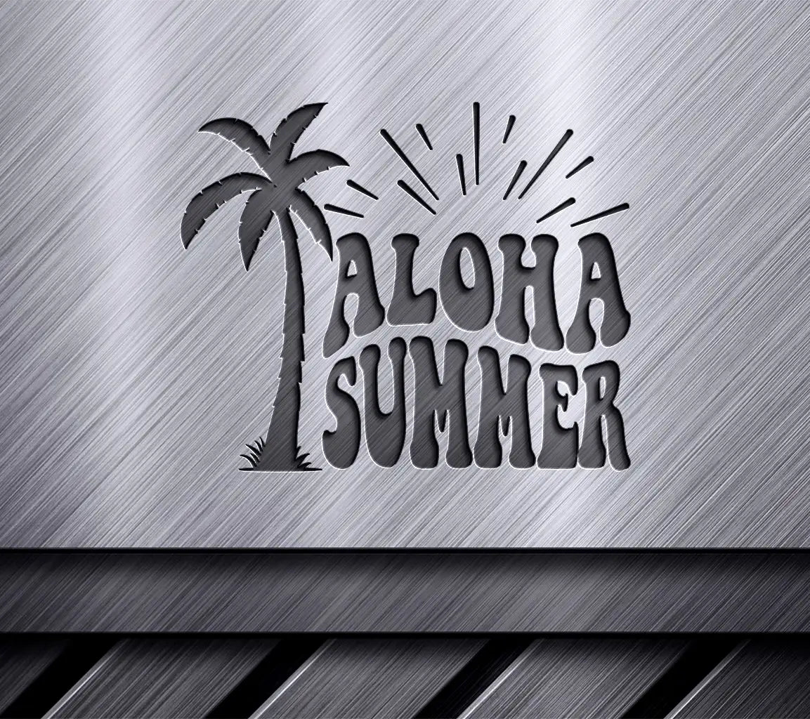 Aloha Summer Palm Tree  SVG - Retro Summer Design SVG