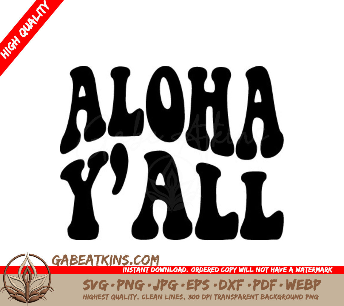 Aloha Yall Retro Summer Silhouette SVG SVG