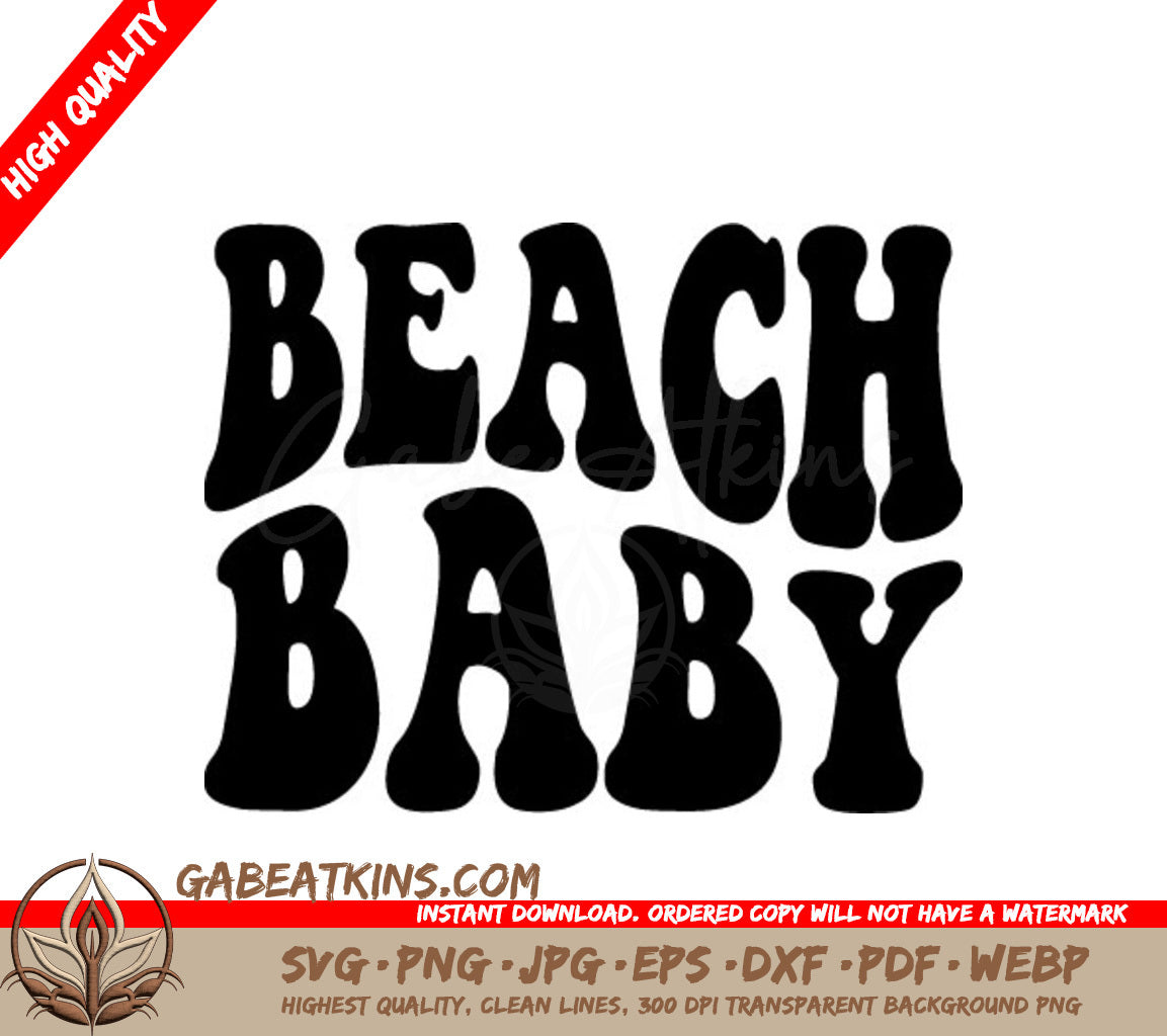 Retro Summer Beach Baby SVG Cut File -  Design SVG