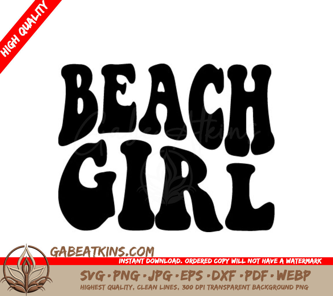 Retro Summer Beach Girl SVG Cut File SVG