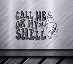 Retro Summer Call Me On My Shell SVG -  Sea Shell Drawing SVG