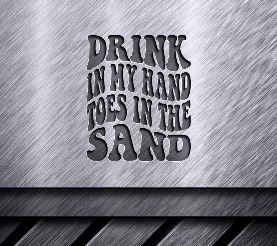 Retro Summer Drink In My Hand Toes In The Sand SVG SVG