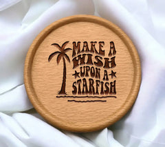 Retro Summer Palm Tree Starfish SVG - Make a Wish Design SVG