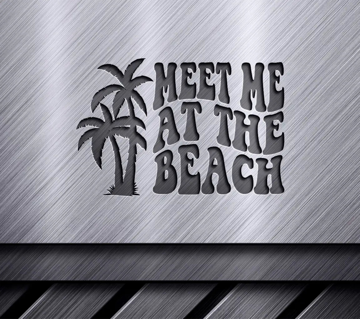 Retro Summer Beach Palm Tree Design SVG - Meet Me At The Beach SVG