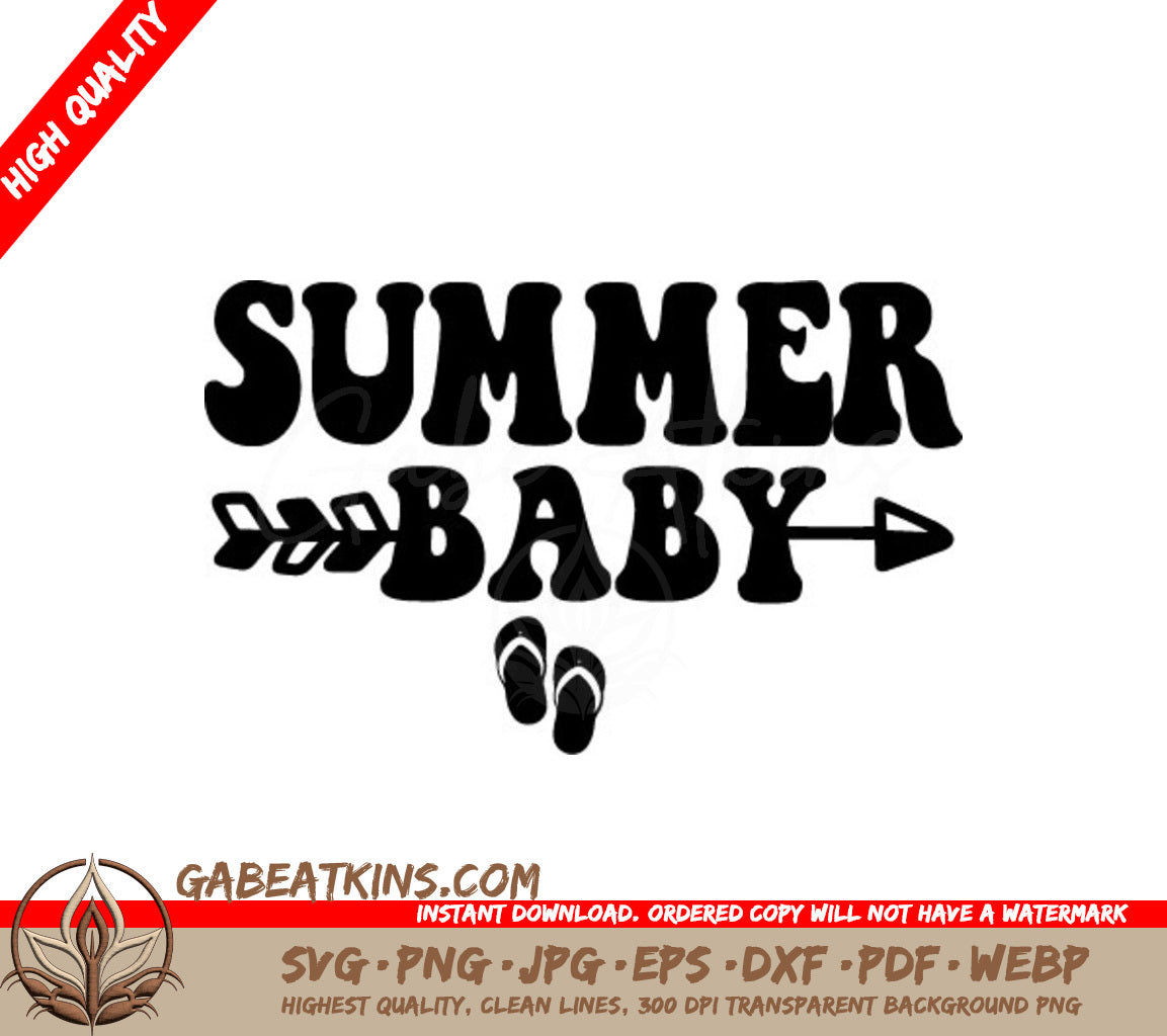 Summer Baby Retro Flip Flop SVG Design SVG